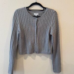 Gray Cable Knit Women's Sweater